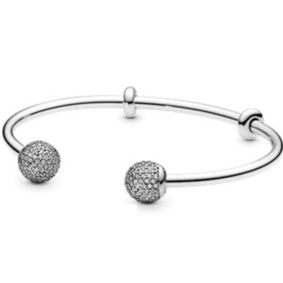 Pandora Women\'s Silver Bangle with Cubic Zirconia S925 Round Bracelet